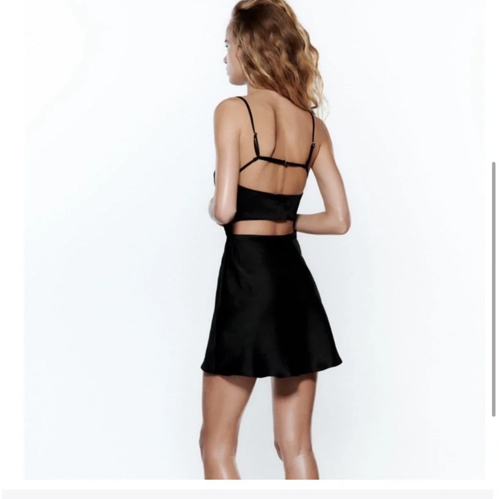 Zara Satin Effect Cutout Dress - Picture 3 of 4